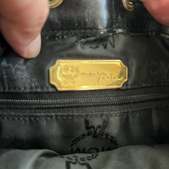MCM VINTAGE MINI DRAWSTRING BUCKET BLACK LEATHER BAG - Picture 10 of 13